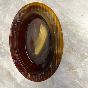 Amber WestMoreland Elegant Brown Oval Tray With Marbled Design